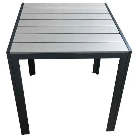 Záhradné stoly Stôl Douglas šedý s vrchnou doskou z polywoodu 70x70 cm