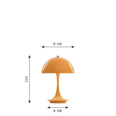 Vonkajšie osvetlenie terasy Louis Poulsen Louis Poulsen Panthella Portable 160 oranžová