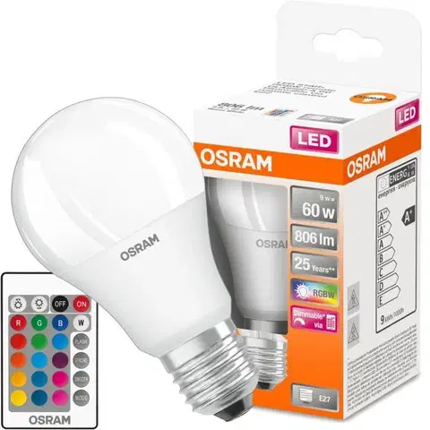 Dekoračné žiarovky Žiarovka LED OSRAM A60 E27 9,7W RGB+diaľkové ovládanie