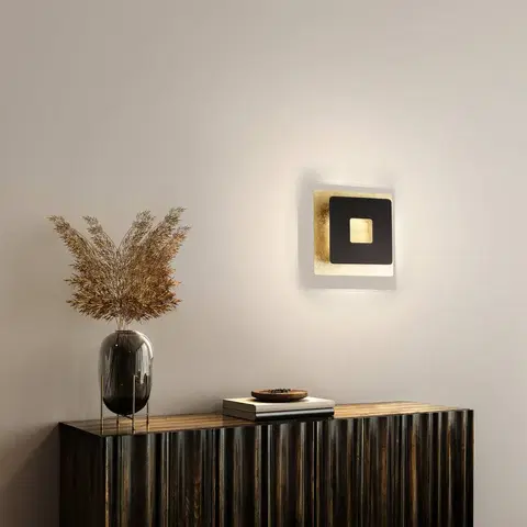Nástenné svietidlá FISCHER & HONSEL LED svetlo Hennes, 18x18 cm, lístkové zlato/čierna
