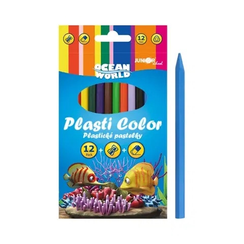 Hračky JUNIOR - Plastické pastelky Plasti Color Ocean World - sada 12 ks