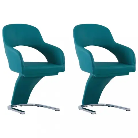 Jedálenské stoličky a kreslá Jedálenská stolička 2 ks umelá koža / chróm Dekorhome Modrá