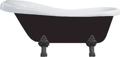 Vane MEXEN/S - Retro voľne stojaca vaňa 170x75 cm biela / čierna čierna nohy , sifón chrom 53251707575-70