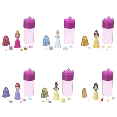 Hračky bábiky MATTEL - Princess color reveal kráľovská malá bábika na večierku, Mix Produktov