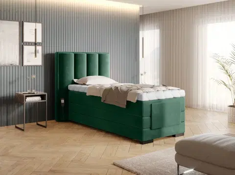 Elektrické polohovacie Elektrická polohovacia boxspringová posteľ VERONA Eltap Lukso 35 - tmavo zelená