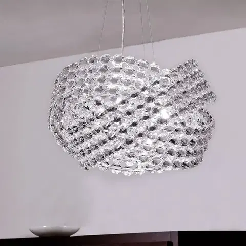 Závesné svietidlá Marchetti Krištáľová závesná lampa Diamante Ø 40 cm