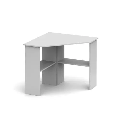 Písacie a pracovné stoly KONDELA Rony New rohový pc stolík biela
