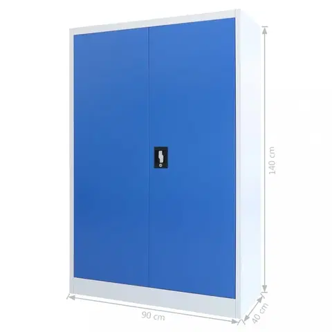 Kancelárske skrine Kancelárska skriňa sivá / modrá Dekorhome 90x40x140cm