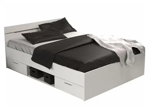 Postele KONDELA Michigan New 160 manželská posteľ s úložným priestorom biela