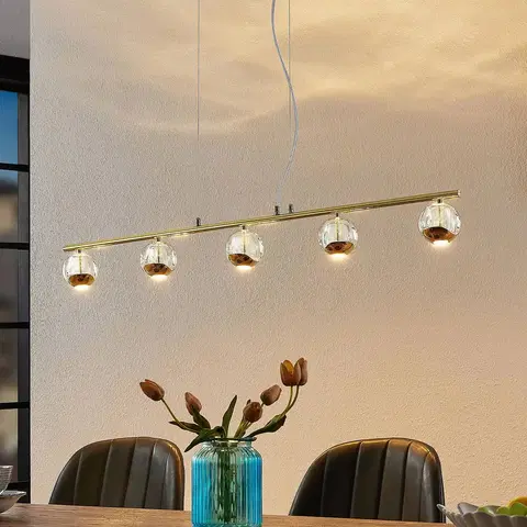 Závesné svietidlá Lucande Lucande Kilio závesné LED svietidlo 5-pl. zlatá