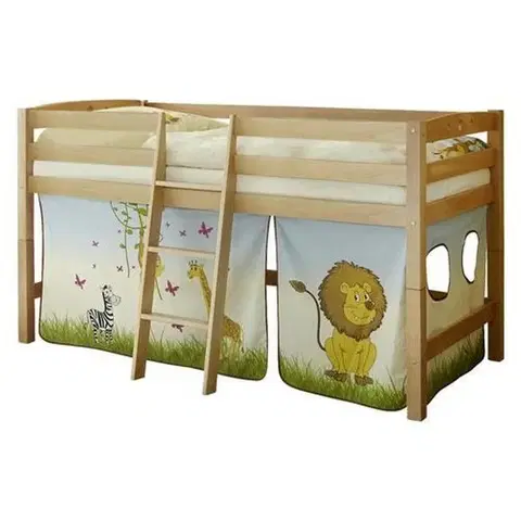 Vyvýšené detské postele Vyvýšená posteľ Tipsi Záves Safari