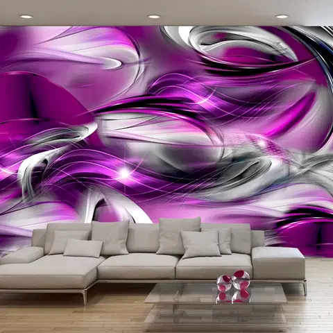 Tapety Samolepiaca tapeta abstraktné fialové vlny - Purple sea