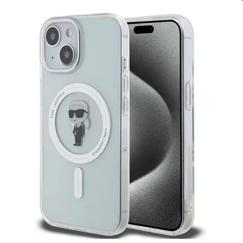 Puzdrá na mobilné telefóny Zadný kryt Karl Lagerfeld IML Ikonik MagSafe pre Apple iPhone 15, transparentná 57983116837
