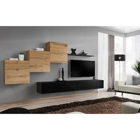 Podkrovný nábytok Obývacia stena Switch X Wotan/Čierna