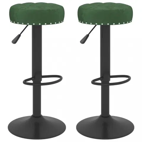 Barové stoličky Barové stoličky 2 ks zamat / kov Dekorhome Tmavo zelená