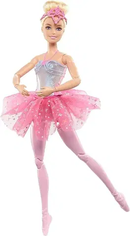 Hračky bábiky MATTEL - Barbie Svietiaca magická baletka s ružovou sukňou