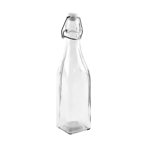Fľaše na mlieko a sirupy Orion Sklenená fľaša s Clip uzáverom 1 l, hranatá