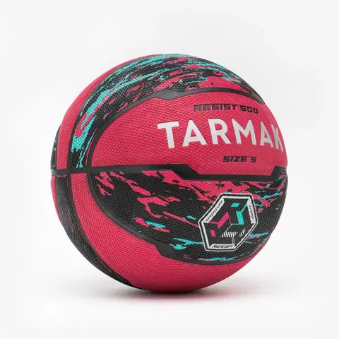 lopty Basketbalová lopta veľkosť 5 R500 ružovo-čierna