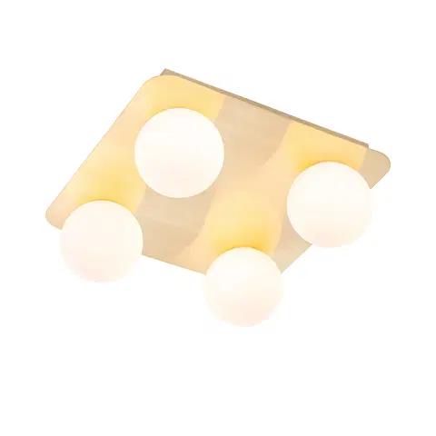 Vonkajsie stropne svietidla Moderné kúpeľňové stropné svietidlo mosadzné štvorcové 4-svetlo - Cederic