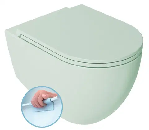 Záchody ISVEA - INFINITY závesná WC misa, Rimless, 36,5x53cm, zelena mint 10NF02001-2T