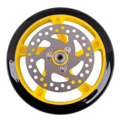 Komponenty na kolobežky Náhradné koliesko s brzdovým diskom na kolobežku Discola 200x30mm žltá