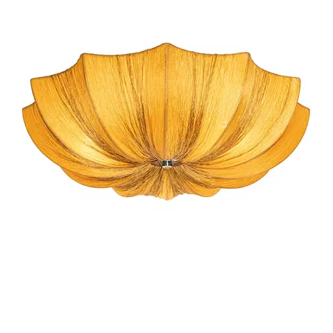 Stropne svietidla Dizajnové stropné svietidlo zlaté hodváb 52 cm 3-svetlá - Plu