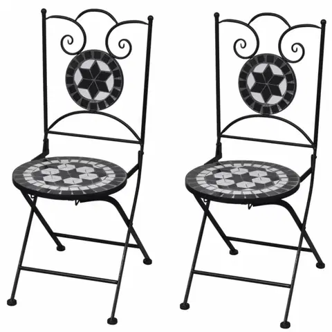 Záhradné kreslá a stoličky Záhradná skladacia stolička 2 ks Čierna