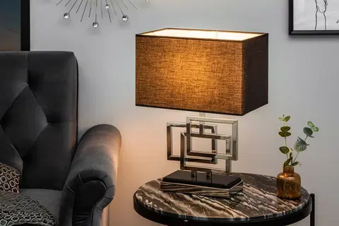 Stolné lampy LuxD 25907 Dizajnová stolová lampa Calanthe 56 cm strieborná