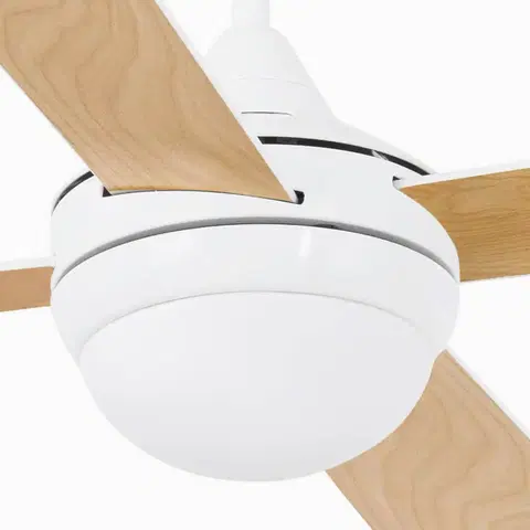 Stropné ventilátory so svetlom FARO BARCELONA Ventilátor Mini Icaria S svietidlo, biela/drevo