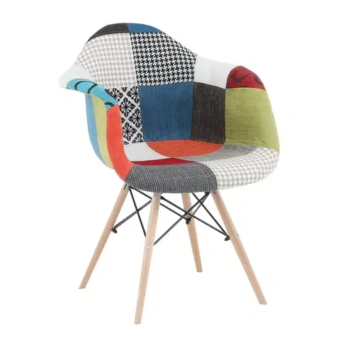 Jedálenské stoličky KONDELA Tobo 3 New jedálenská stolička vzor patchwork / buk