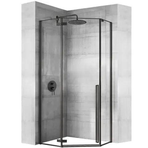 Sprchovacie kúty REA/S - Sprchovací kút DIAMOND 90x90 - matná čierna So sprchovou vaničkou Diamond black KPL-15622