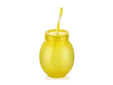 Poháre MAKRO - Pohár so slamkou Citron rôzne farby