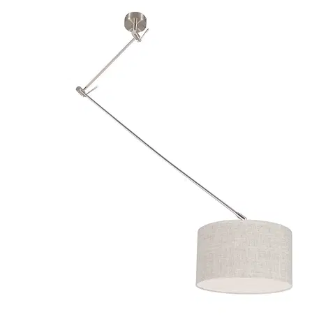 Zavesne lampy Závesné svietidlo oceľové s tienidlom 35 cm sivé nastaviteľné - Blitz I.