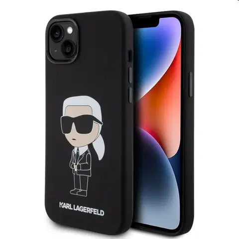 Puzdrá na mobilné telefóny Zadný kryt Karl Lagerfeld Liquid Silicone Ikonik NFT pre Apple iPhone 15 Plus, čierne 57983116790
