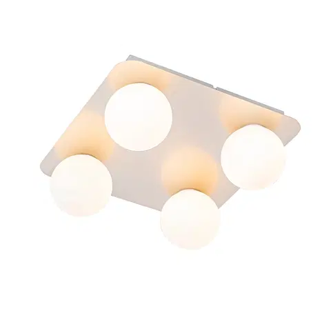 Vonkajsie stropne svietidla Moderné kúpeľňové stropné svietidlo oceľové hranaté 4 svietidlo - Cederic