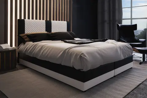 Manželské postele GUSTO čalúnená posteľ 140 biela/čierna