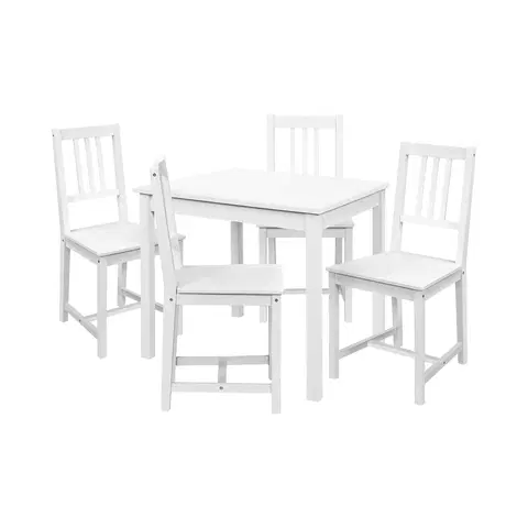 Jedálenské sety Jedálenský stôl 8842B biely lak + 4 stoličky 869B biely lak