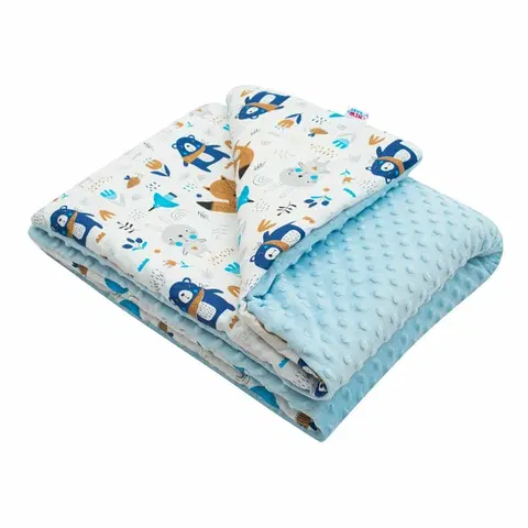 Detské deky New Baby Detská deka z Minky Medvedíci modrá, 80 x 102 cm