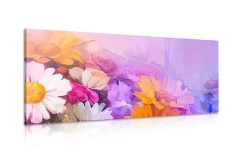 Obrazy kvetov Obraz olejomaľba pestrofarebných kvetov
