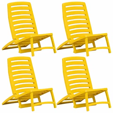 Záhradné kreslá a stoličky Skladacie plážové stoličky 4 ks plast Dekorhome Žltá