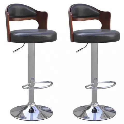 Barové stoličky Barové stoličky 2 ks umelá koža / drevo / kov Dekorhome Čierna
