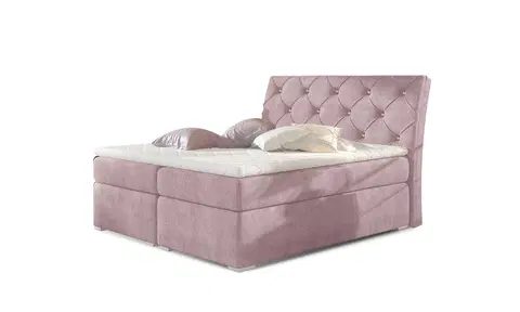 Postele NABBI Beneto 160 čalúnená manželská posteľ s úložným priestorom ružová (Omega 91)