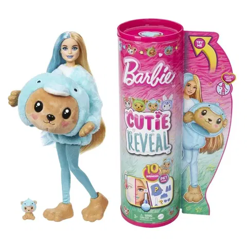 Hračky bábiky MATTEL - Barbie Cutie Reveal Barbie V Kostýme - Macko V Modrom Kostýme Delfína
