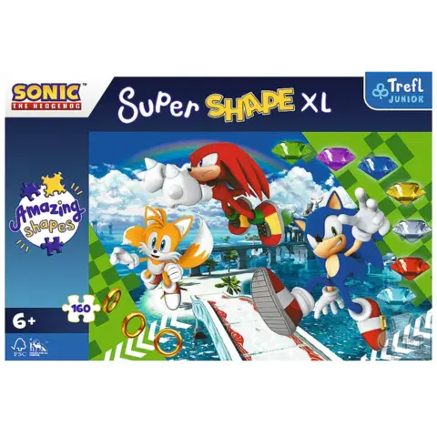 Hračky puzzle TREFL -  Puzzle 160 XL Super Shape - Šťastný Sonic / SEGA Sonic The Hedgehog FSC Mix 70%