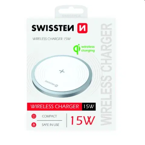 Bezdrôtové nabíjačky Bezdrôtová nabíjačka Swissten 15 W, biela 22055505