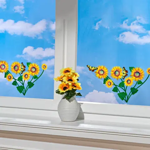Drobné dekorácie a doplnky 2-dielny obrázok na okno „Slnečnice a motýle“