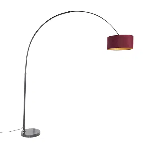 Oblúkové lampy Oblúková lampa čierny zamatový odtieň červený so zlatom 50 cm - XXL