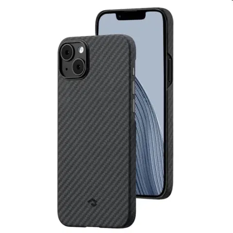 Puzdrá na mobilné telefóny Puzdro Pitaka MagEZ z aramidových vlákien pre Apple iPhone 14 Plus, čierne/šedé KI1401M