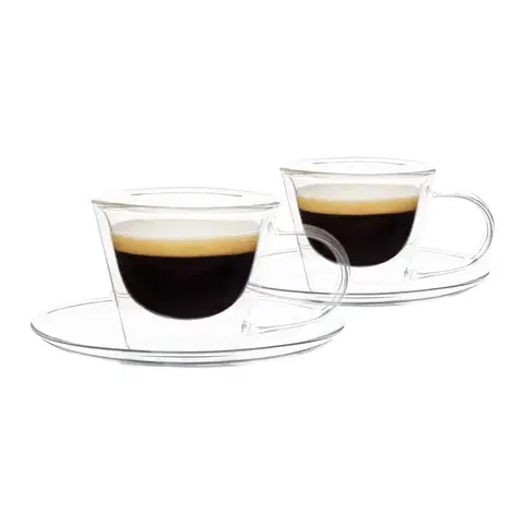 Poháre Termo poháre, set 2 ks, šálka na espresso s podšálkami, 80 ml, HOTCOOL TYP 4