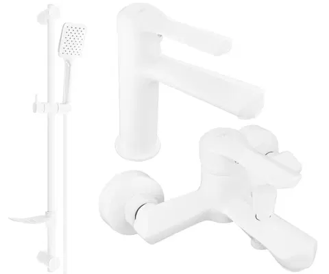 Sprchy a sprchové panely MEXEN/S - Saber DF62 Set umývadlové a vaňové batérie s príslušenstvom, biela 72103DF62-20